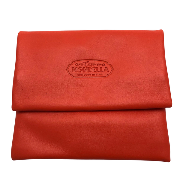 Florence wallet - Small - Tangerine leather and suede