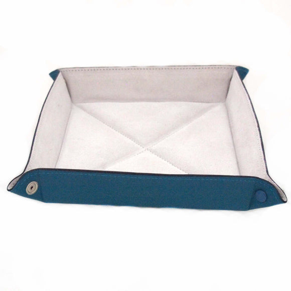 Tray - Large - Turquoise leather and cream suede