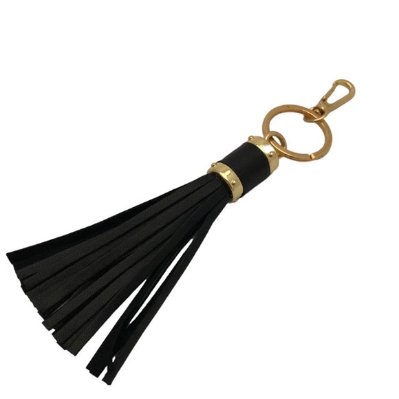 Key ring - Leather tassel - Black