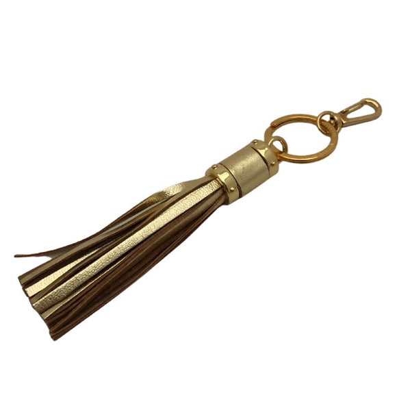 Key ring - Leather tassel - Gold coloured