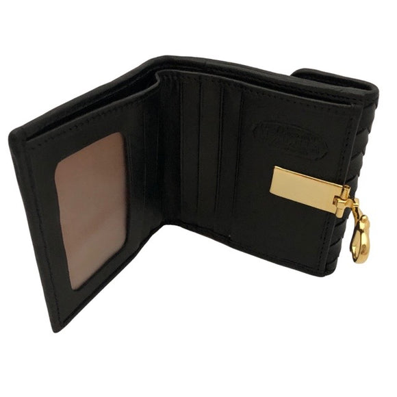 Woven leather ladies wallet - black