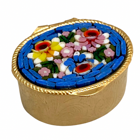 Pill box - Oval - Blue micro mosaic