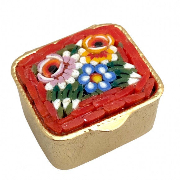 Pill box - Rectangle - Red micro mosaic
