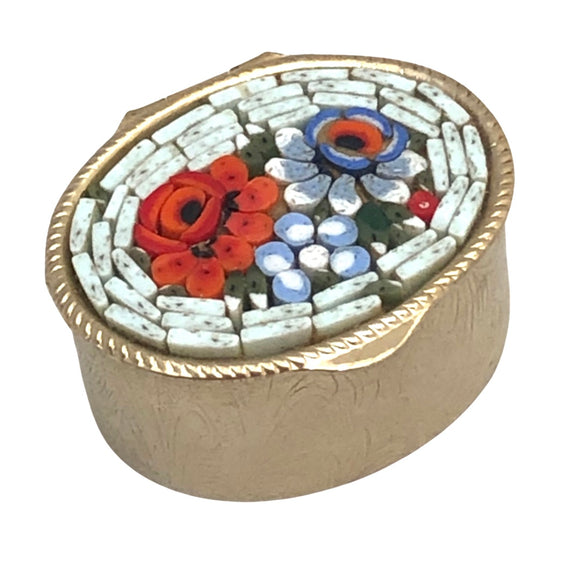 Casa Mondella white micro mosaic traditional pill box made in Italy,