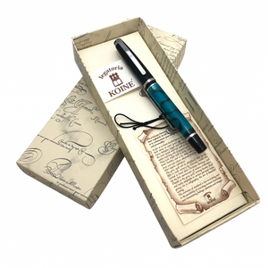 Casa Mondella turquoise and black marbled resin roller pen 