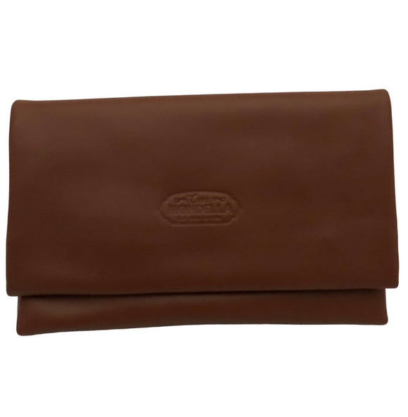 Florence wallet - Large - Brown leather and warm beige suede