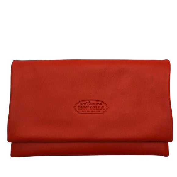 Florence wallet - Large - Tangerine leather and suede