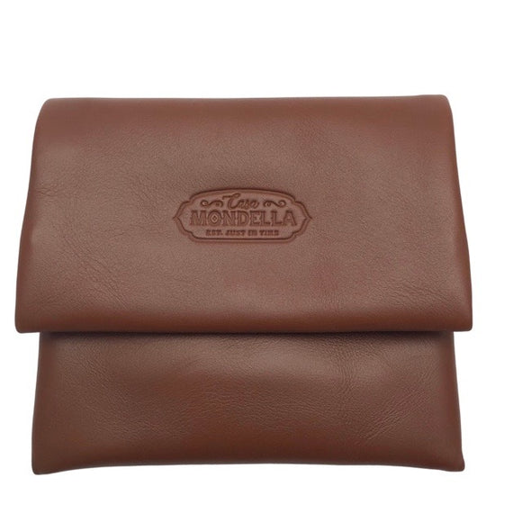 Florence wallet - Small - Brown leather warm beige suede