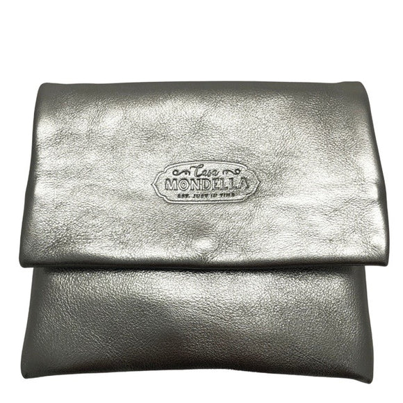 Florence wallet - Small - Silver leather and grey suede