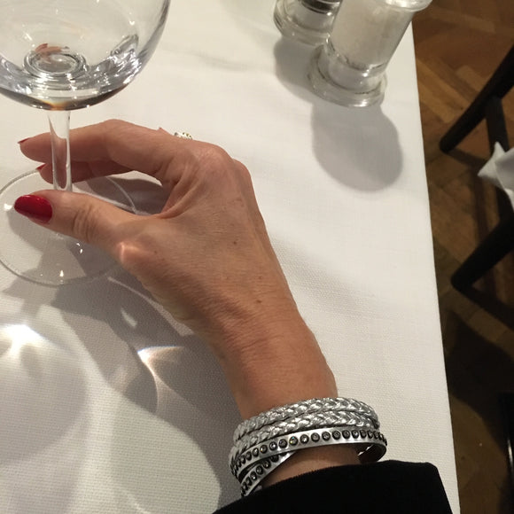 Magnetic bracelet - Double - Silver coloured