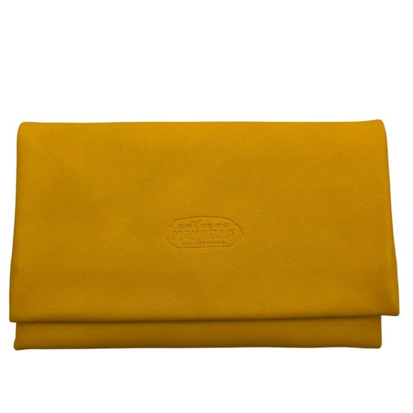 Florence wallet - Large - Buttercup yellow leather and white suede