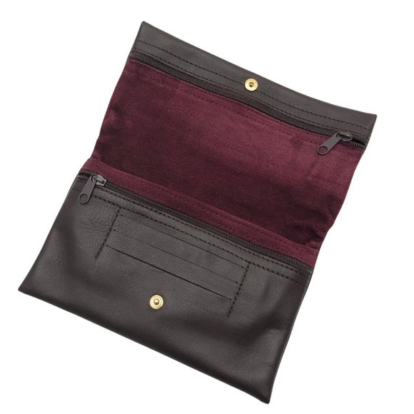 Florence wallet - Large - Burgundy leather and suede