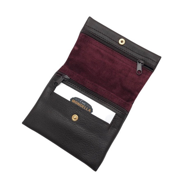 Florence wallet - Small - Burgundy leather and suede