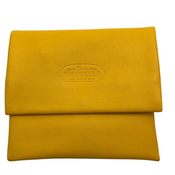 Florence wallet - Small - Buttercup yellow leather and white suede