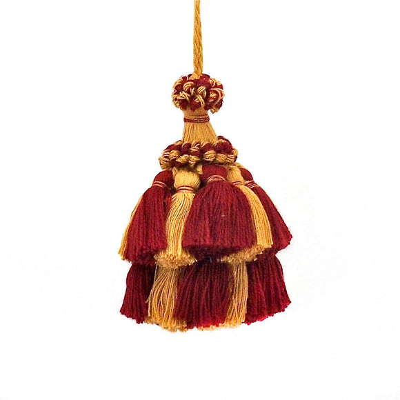 Decorative tassel - Medium - Gold and burgundy