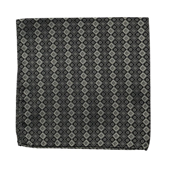 Silk pocket square - woven - grey and black