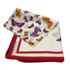Silk scarf large - Butterflies - Lilac