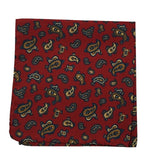 Silk pocket square - Paisley - navy and red